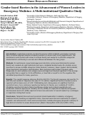 Cover page: Gender-based Barriers in the Advancement of Women Leaders in Emergency Medicine: A Multi-institutional Qualitative Study