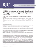 Cover page: PIAS4 is an activator of hypoxia signalling via VHL suppression during growth of pancreatic cancer cells