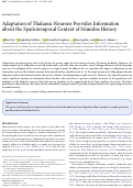 Cover page: Adaptation of Thalamic Neurons Provides Information about the Spatiotemporal Context of Stimulus History