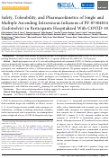 Cover page: Safety, Tolerability, and Pharmacokinetics of Single and Multiple Ascending Intravenous Infusions of PF-07304814 (Lufotrelvir) in Participants Hospitalized With COVID-19.