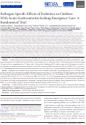 Cover page: Pathogen-Specific Effects of Probiotics in Children With Acute Gastroenteritis Seeking Emergency Care: A Randomized Trial.