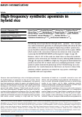 Cover page: High-frequency synthetic apomixis in hybrid rice