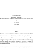 Cover page: Restructuring “Germany Inc.”: The Politics of Company and Takeover Law Reform in Germany and the European Union