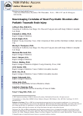 Cover page: Neuroimaging Correlates of Novel Psychiatric Disorders After Pediatric Traumatic Brain Injury