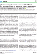 Cover page: pH-dependent pyridoxine transport by SLC19A2 and SLC19A3: Implications for absorption in acidic microclimates