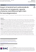 Cover page: Impact of amyloid and cardiometabolic risk factors on prognostic capacity of plasma neurofilament light chain for neurodegeneration