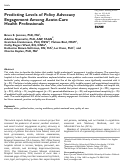 Cover page: Predicting Levels of Policy Advocacy Engagement Among Acute-Care Health Professionals