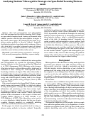 Cover page: Analyzing Students' Metacognitive Strategies in Open-Ended Learning Environments