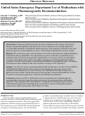 Cover page: United States Emergency Department Use of Medications with Pharmacogenetic Recommendations