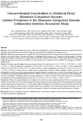 Cover page: Immune-Related Comorbidities in Childhood-Onset Obsessive Compulsive Disorder: Lifetime Prevalence in the Obsessive Compulsive Disorder Collaborative Genetics Association Study