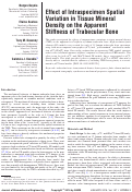 Cover page: Effect of Intraspecimen Spatial Variation in Tissue Mineral Density on the Apparent Stiffness of Trabecular Bone