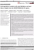 Cover page: Anticoagulation in patients with atrial fibrillation and heart failure: Insights from the NCDR PINNACLE‐AF registry