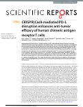 Cover page: CRISPR/Cas9-mediated PD-1 disruption enhances anti-tumor efficacy of human chimeric antigen receptor T cells