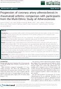 Cover page: Progression of coronary artery atherosclerosis in rheumatoid arthritis: comparison with participants from the Multi-Ethnic Study of Atherosclerosis