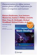 Cover page: Characterization of a diffuse intrinsic pontine glioma cell line: implications for future investigations and treatment.