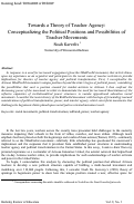 Cover page: Towards a Theory of Teacher Agency:  Conceptualizing the Political Positions and Possibilities of Teacher Movements