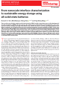 Cover page: From nanoscale interface characterization to sustainable energy storage using all-solid-state batteries