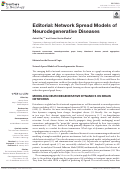 Cover page: Editorial: Network Spread Models of Neurodegenerative Diseases