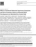 Cover page: Effects of Antenatal Maternal Depressive Symptoms and Socio-Economic Status on Neonatal Brain Development are Modulated by Genetic Risk