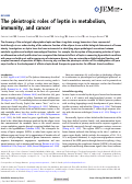 Cover page: The pleiotropic roles of leptin in metabolism, immunity, and cancer.