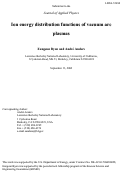 Cover page: Ion energy distribution functions of vacuum arc plasmas