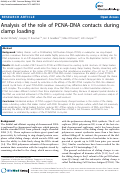 Cover page: Analysis of the role of PCNA-DNA contacts during clamp loading