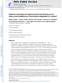 Cover page: Maternal sensitivity and adrenocortical functioning across infancy and toddlerhood: Physiological adaptation to context?