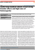 Cover page: South Asian medical cohorts reveal strong founder effects and high rates of homozygosity