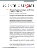 Cover page: Human hippocampal pre-activation predicts behavior