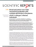 Cover page: Broad and potent cross clade neutralizing antibodies with multiple specificities in the plasma of HIV-1 subtype C infected individuals