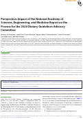 Cover page: Perspective: Impact of the National Academy of Sciences, Engineering, and Medicine Report on the Process for the 2020 Dietary Guidelines Advisory Committee