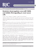 Cover page: Genistein downregulates onco-miR-1260b and inhibits Wnt-signalling in renal cancer cells.