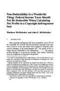 Cover page: Non-Deductibility Is a Wonderful Thing: Federal Income Taxes Should Not Be Deductible When Calculating Net Profits in a Copyright Infringement Suit