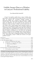 Cover page: Liability Insurer Data as a Window on Lawyers' Professional Liability