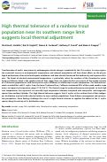 Cover page: High thermal tolerance of a rainbow trout population near its southern range limit suggests local thermal adjustment