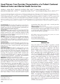 Cover page: Usual Primary Care Provider Characteristics of a Patient-Centered Medical Home and Mental Health Service Use