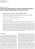 Cover page: Intraoperative Hyperglycemia Augments Ischemia Reperfusion Injury in Renal Transplantation: A Prospective Study