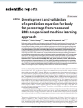 Cover page: Development and validation of a prediction equation for body fat percentage from measured BMI: a supervised machine learning approach.