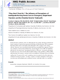 Cover page: “They Don’t Trust Us”: The Influence of Perceptions of Inadequate Nursing Home Care on Emergency Department Transfers and the Potential Role for Telehealth