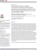 Cover page: Relationships between changing communication networks and changing perceptions of psychological safety in a team science setting: Analysis with actor-oriented social network models