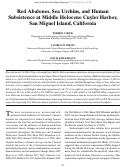 Cover page: Red Abalones, Sea Urchins, and Human Subsistence at Middle Holocene Cuyler Harbor, San Miguel Island, California