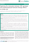 Cover page: Exploring the interaction between SNP genotype and postmenopausal hormone therapy effects on stroke risk