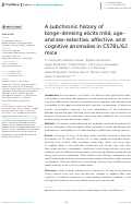 Cover page: A subchronic history of binge-drinking elicits mild, age- and sex-selective, affective, and cognitive anomalies in C57BL/6J mice