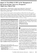 Cover page: Impact of 68Ga-PSMA-11 PET on the Management of Recurrent Prostate Cancer in a Prospective Single-Arm Clinical Trial.