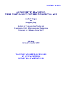 Cover page: An Industry in Transition: Third Party Logistics in the Information Age