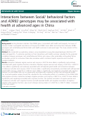 Cover page: Interactions between Social/ behavioral factors and ADRB2 genotypes may be associated with health at advanced ages in China