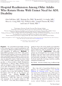 Cover page: Hospital Readmission Among Older Adults Who Return Home With Unmet Need for ADL Disability