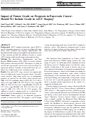 Cover page: Impact of Tumor Grade on Prognosis in Pancreatic Cancer: Should We Include Grade in AJCC Staging?