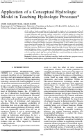 Cover page: Application of a Conceptual Hydrologic&nbsp;Model in Teaching Hydrologic Processes