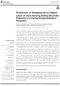 Cover page: Predictors of Stepping Up to Higher Level of Care Among Eating Disorder Patients in a Partial Hospitalization Program.